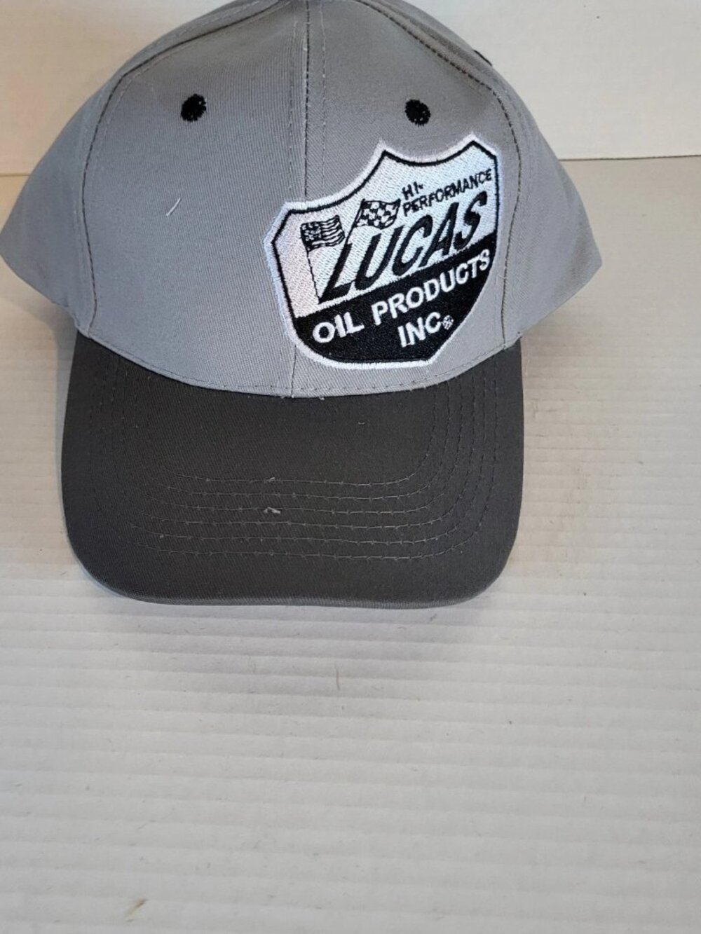 Lucas Oil Hat Cap Snapback Gray Black Adjustable Casual Embroidered Men Adult